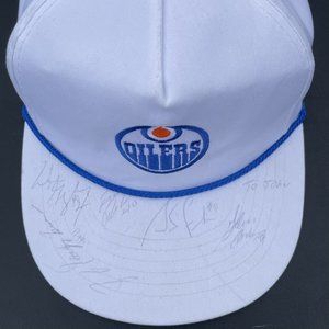 RARE Edmonton Oilers Autograph Signed Hat Wayne Gretzky Messier Anderson Fuhr ++
